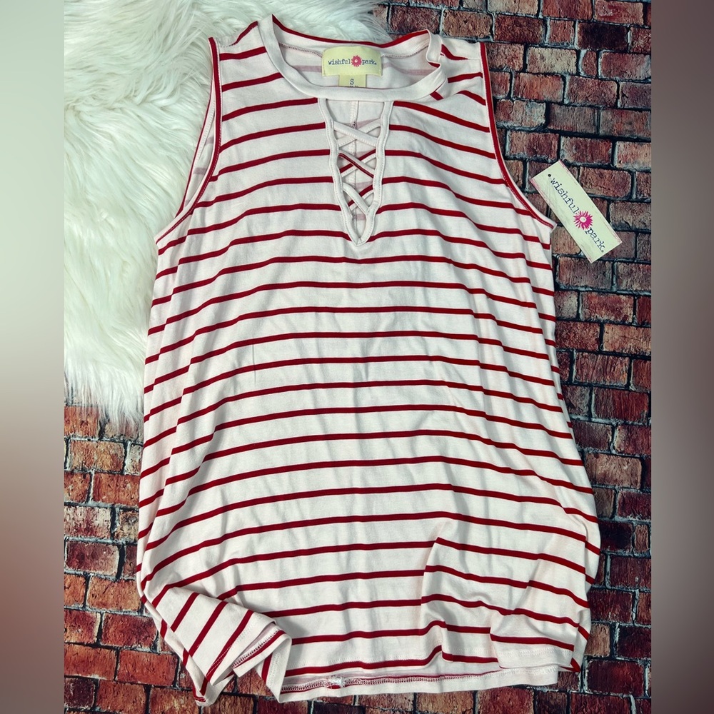 Red and white tank top